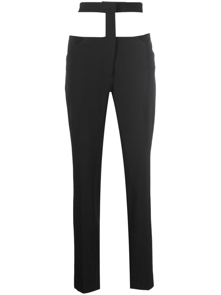 Black Floating Waistband Tailored Trousers