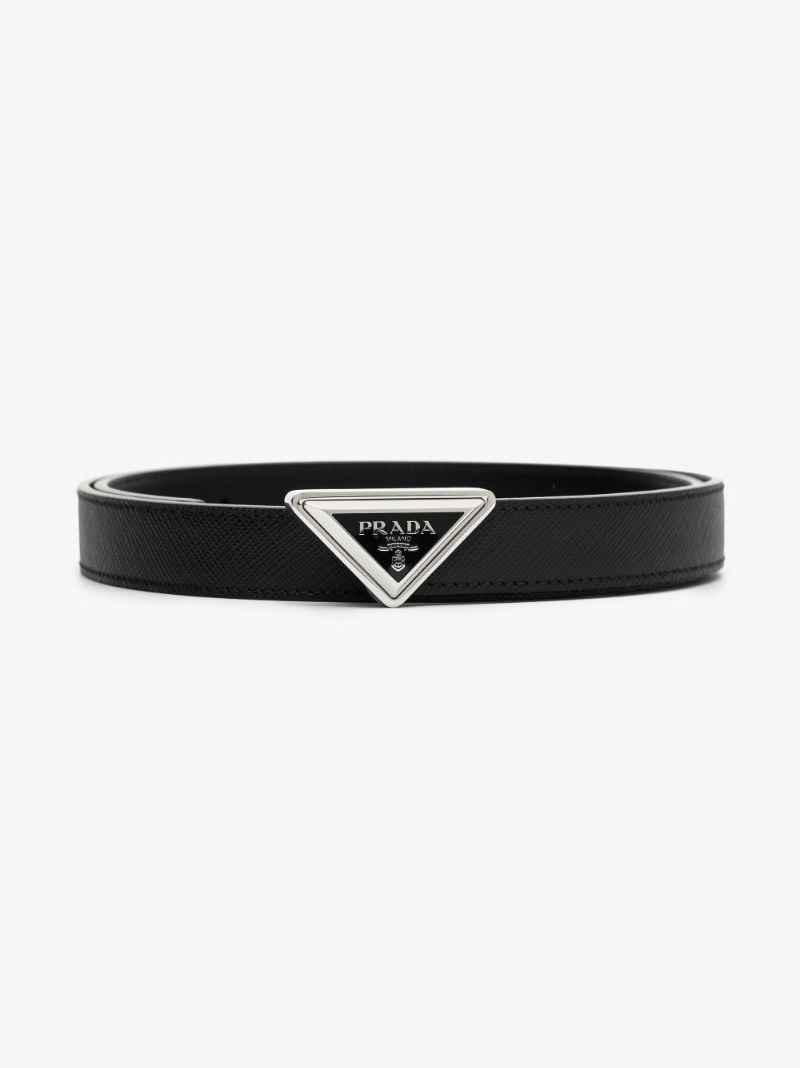 Black Logo Leather Belt