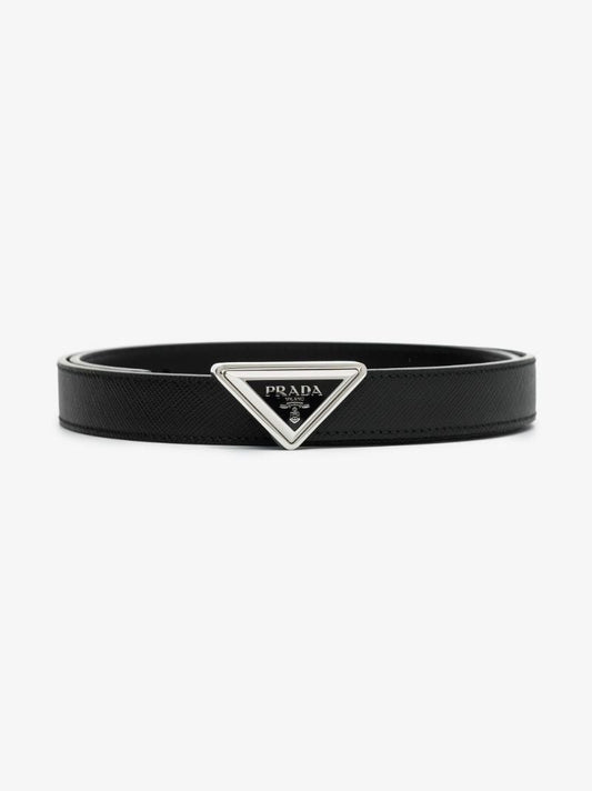 Black Logo Leather Belt