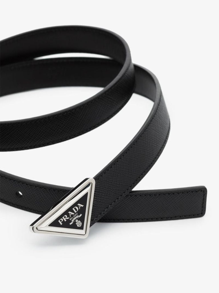 Black Logo Leather Belt