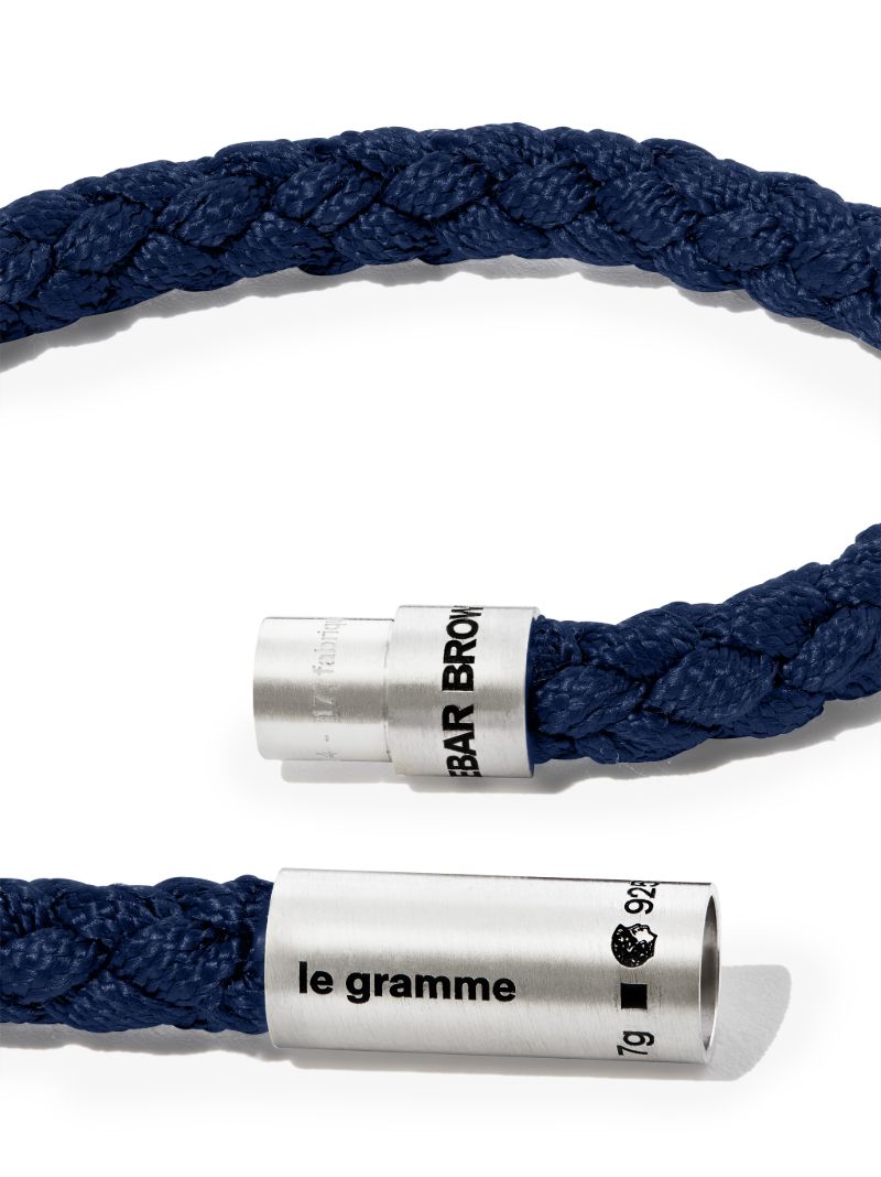 X Orlebar Brown Sterling Silver Le 7g Brushed Nato Cable Bracelet
