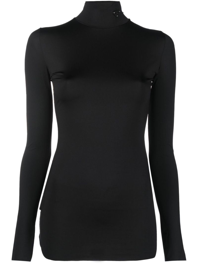 Black Turtle Neck Logo T-shirt