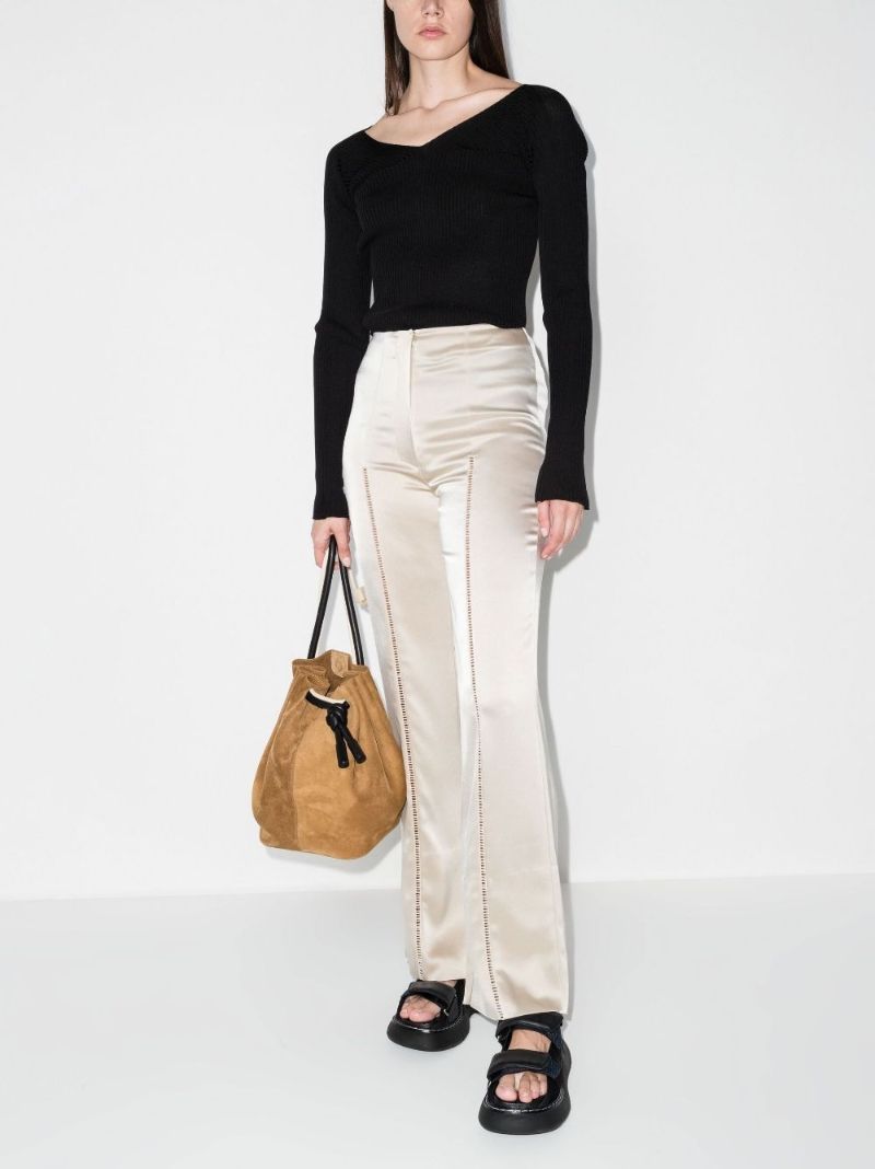 Ladder Stitch Wide Leg Trousers
