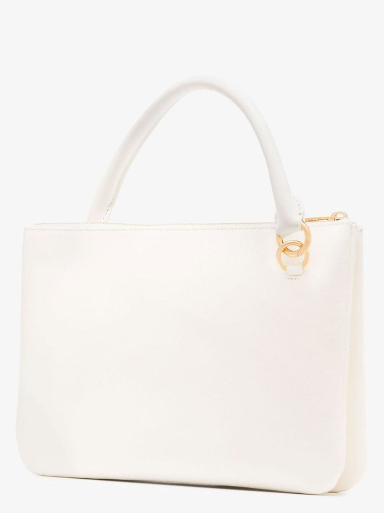 White Large Leather Shoulder Bag