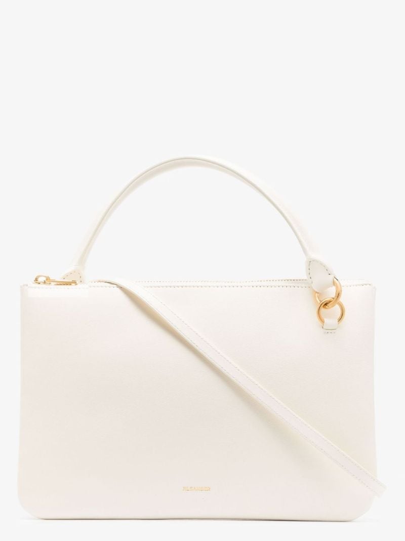 White Large Leather Shoulder Bag