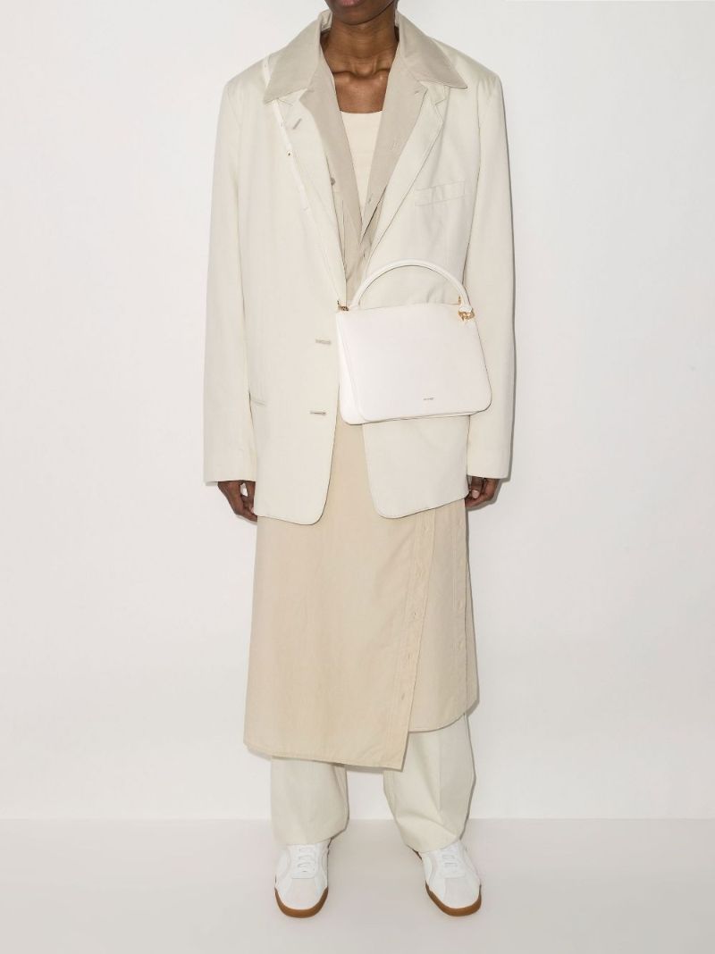 White Large Leather Shoulder Bag