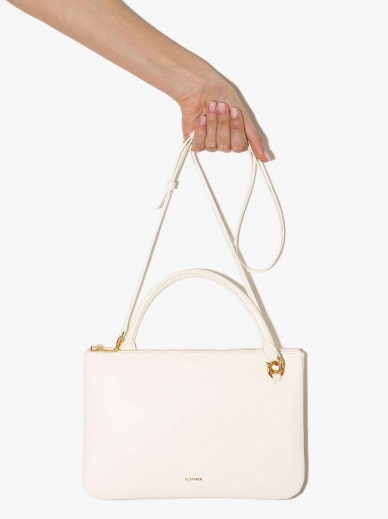 White Large Leather Shoulder Bag