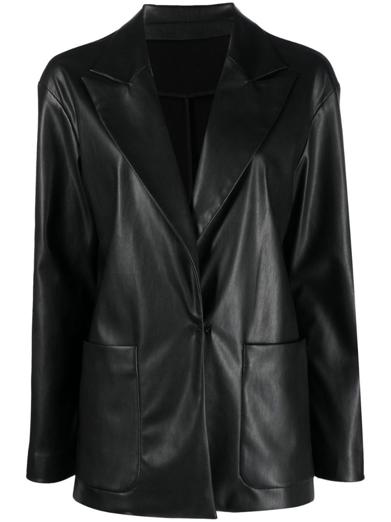 Black Body Lines Faux-leather Blazer