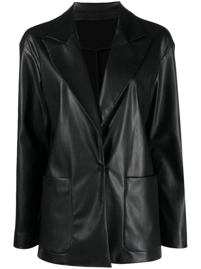 Black Body Lines Faux-leather Blazer