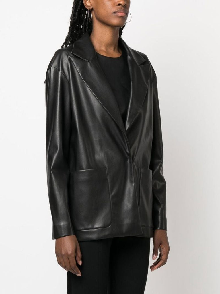 Black Body Lines Faux-leather Blazer