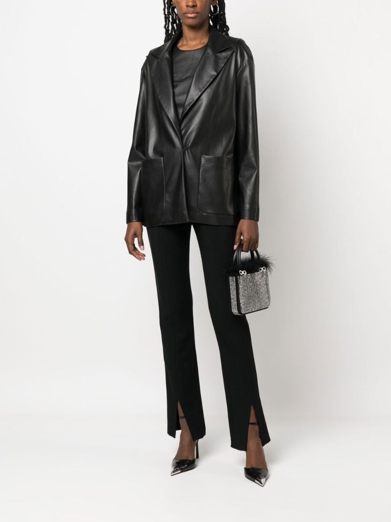 Black Body Lines Faux-leather Blazer