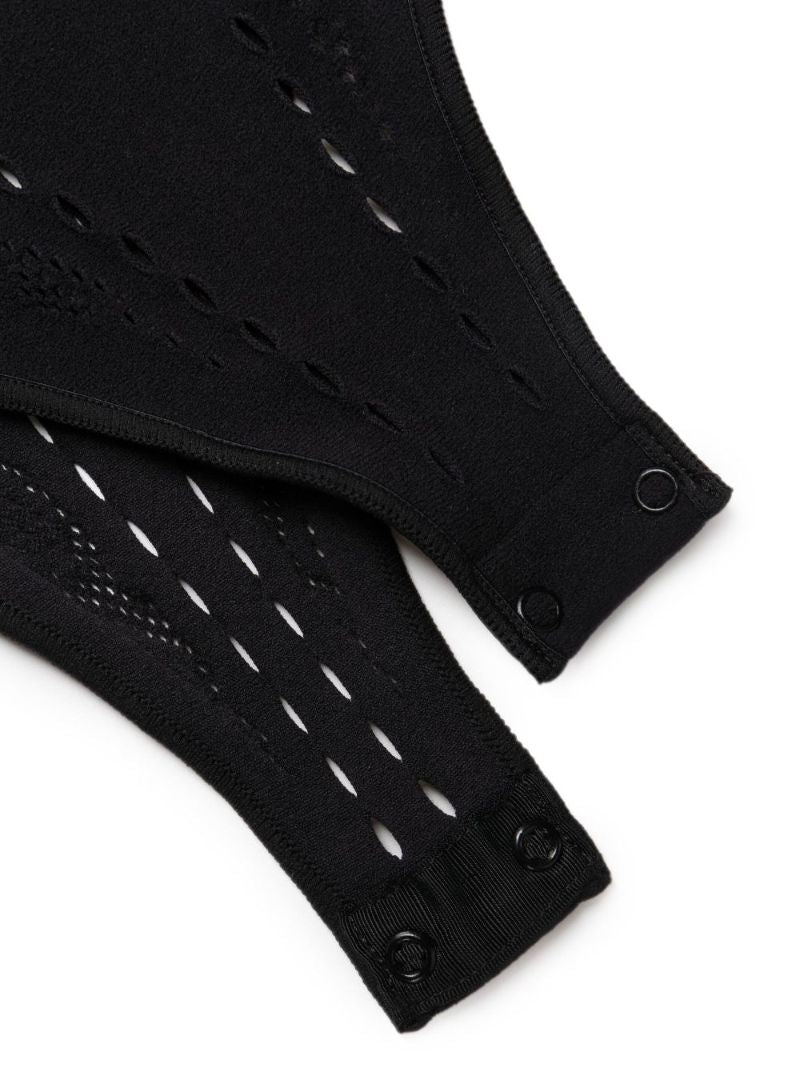 Black Sporty Logo Bodysuit