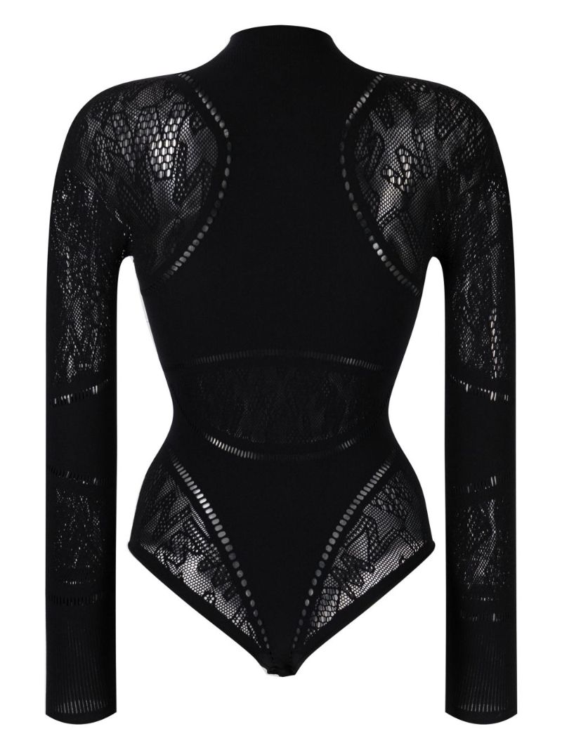 Black Sporty Logo Bodysuit