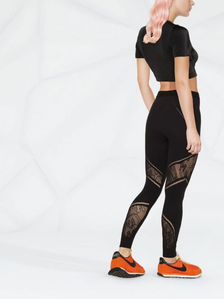 Black Sporty Logo Net Leggings
