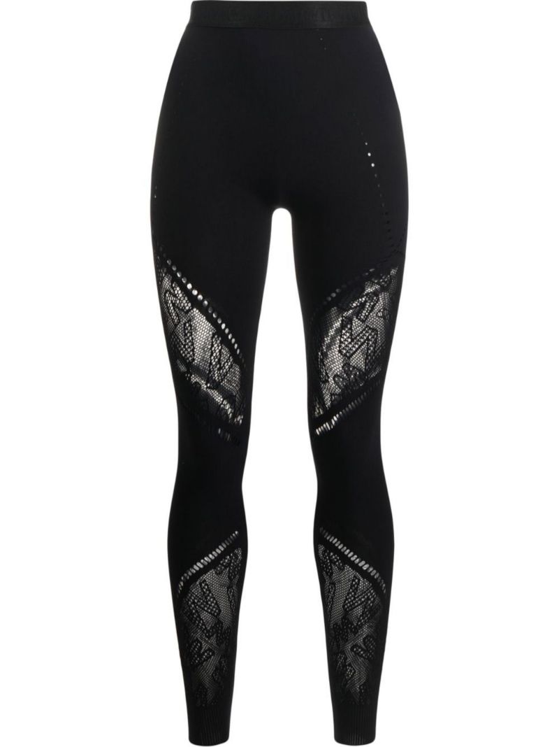 Black Sporty Logo Net Leggings