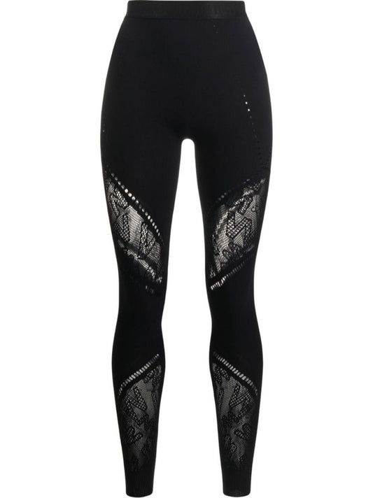 Black Sporty Logo Net Leggings