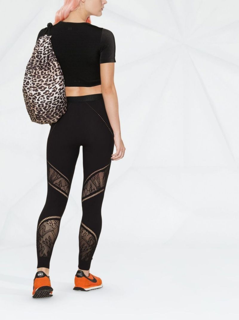 Black Sporty Logo Net Leggings