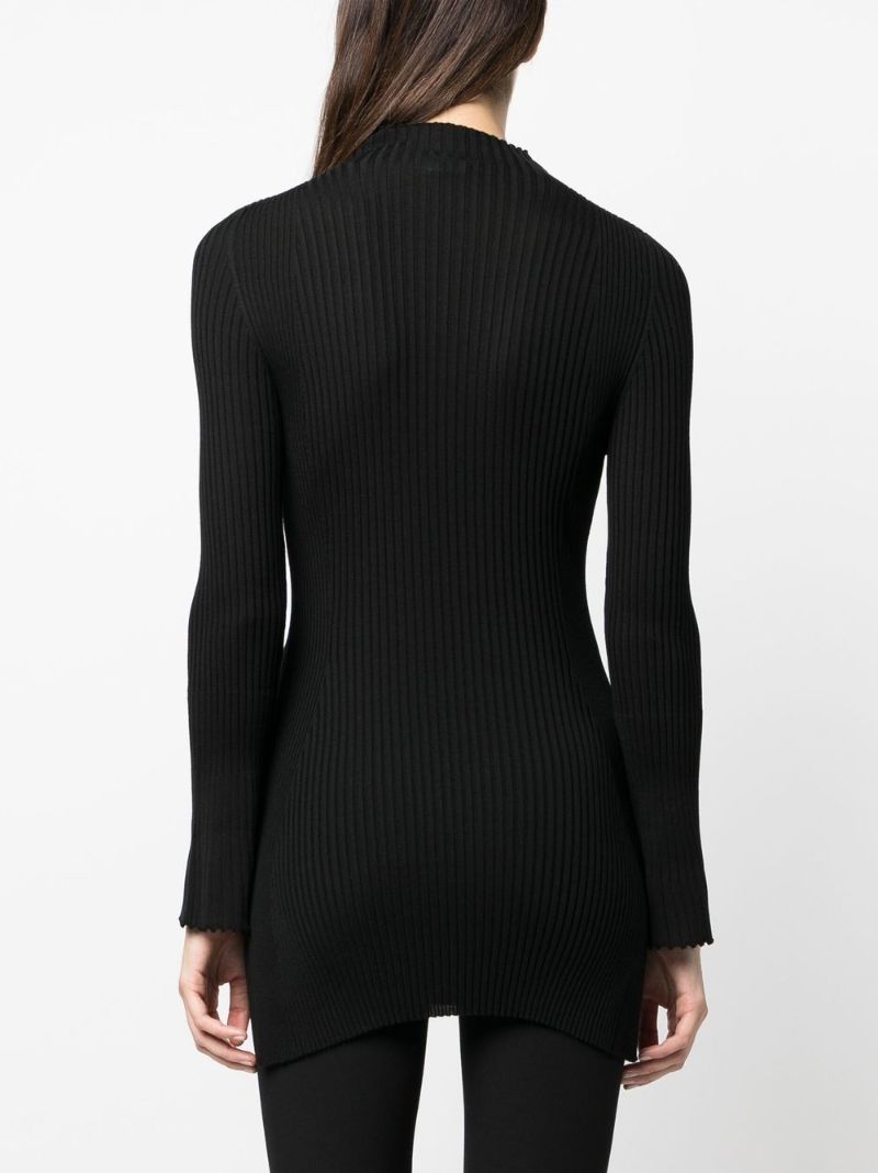 Black Long-sleeved Wool Top
