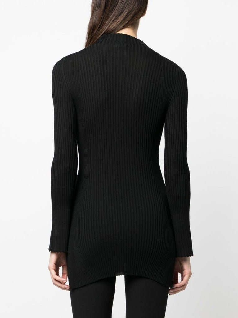 Black Long-sleeved Wool Top