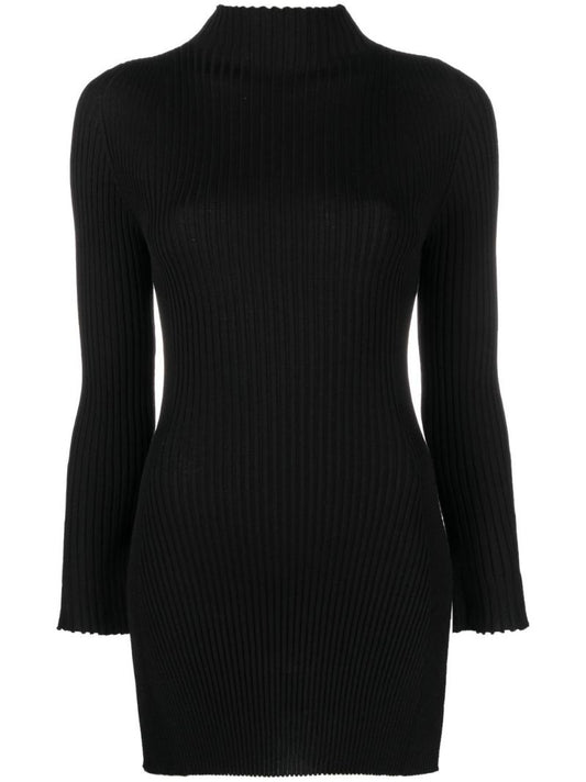 Black Long-sleeved Wool Top