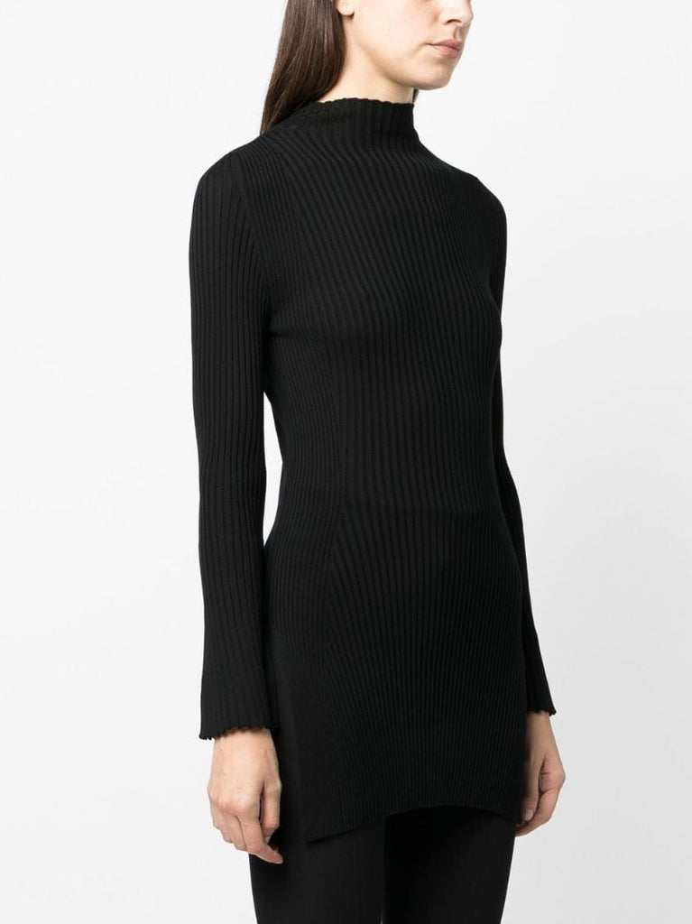 Black Long-sleeved Wool Top