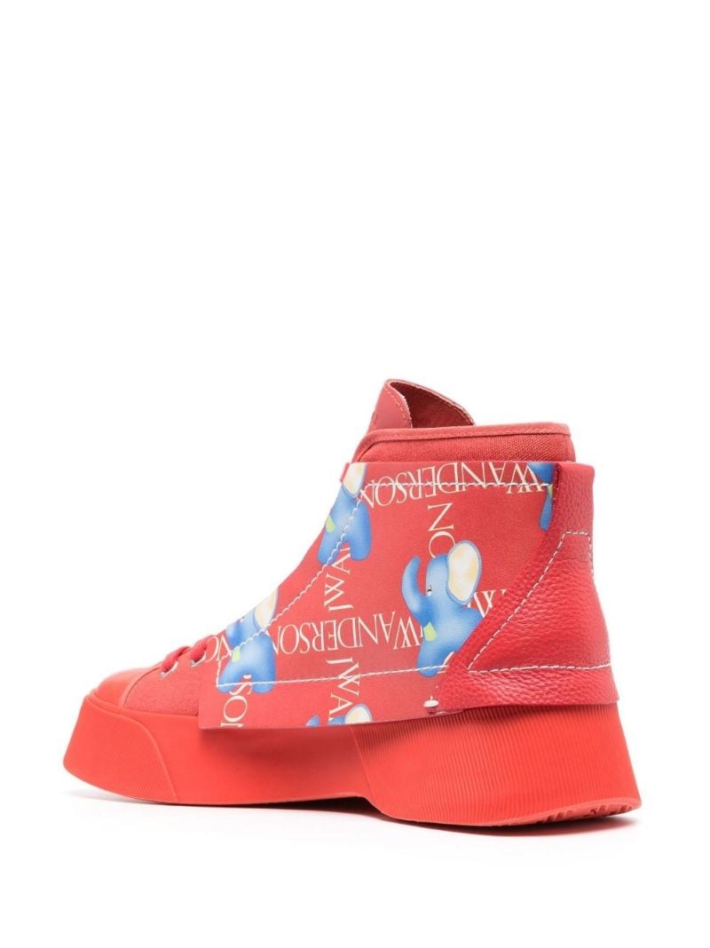 Red Elephant Print Canvas High-top Sneakers