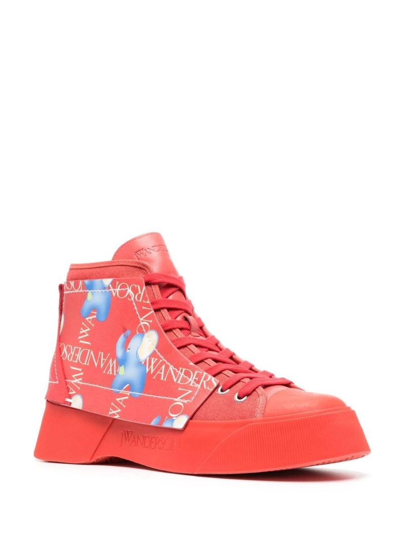 Red Elephant Print Canvas High-top Sneakers