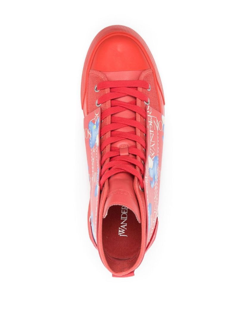 Red Elephant Print Canvas High-top Sneakers