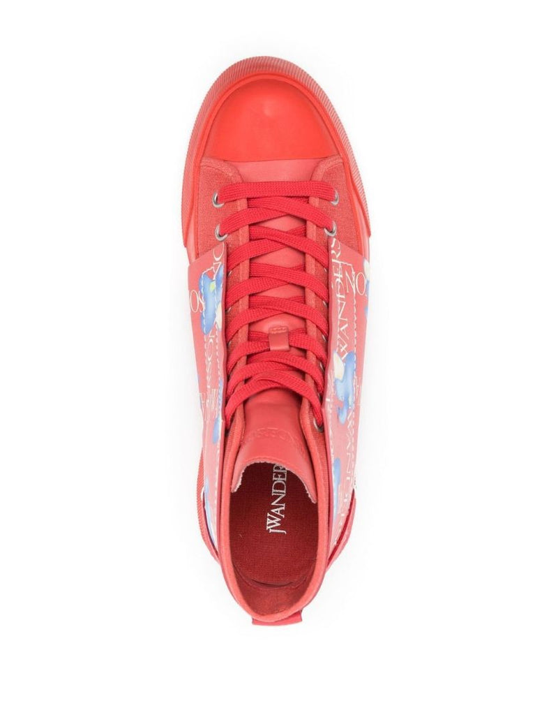 Red Elephant Print Canvas High-top Sneakers