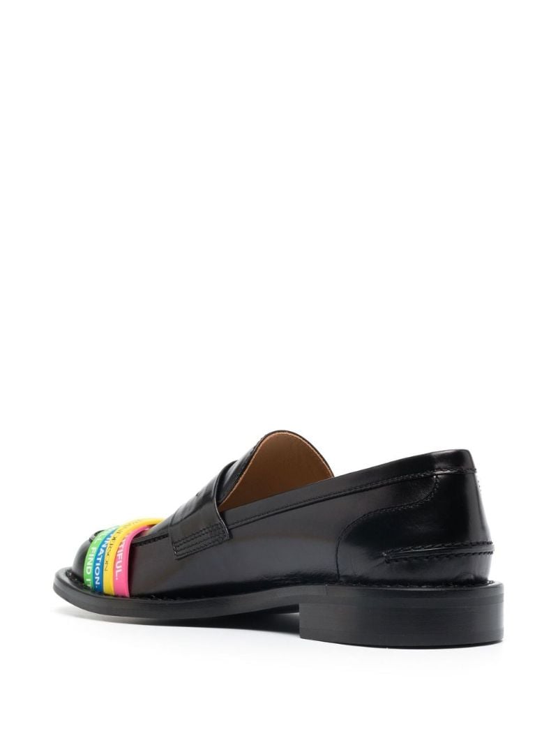 Black Elastic Leather Loafers