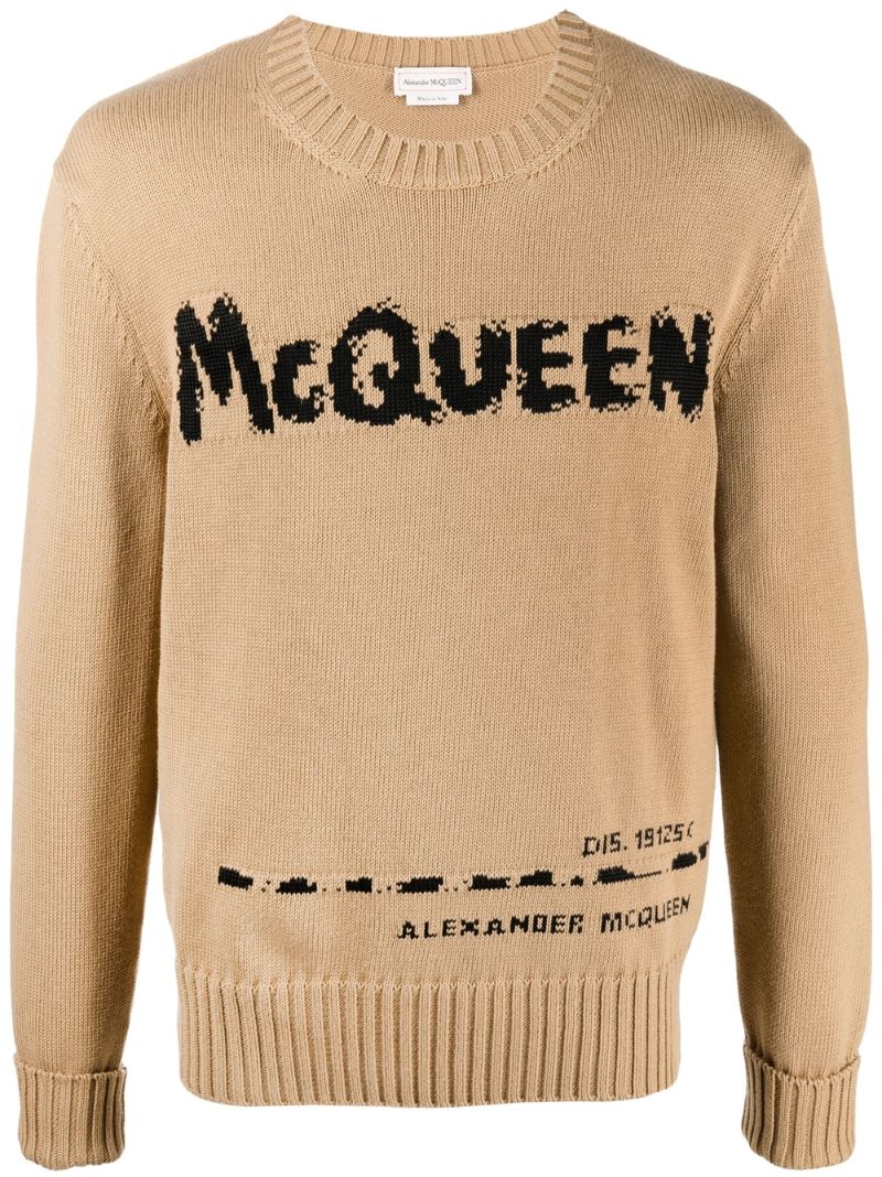 Neutral Graffiti Logo Organic Cotton Sweater