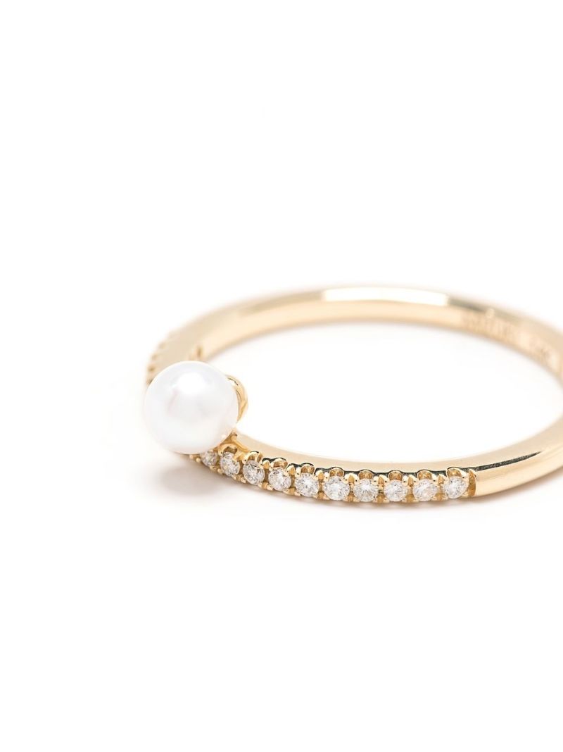14k Yellow Gold Sea of Beauty Diamond and Pearl Ring