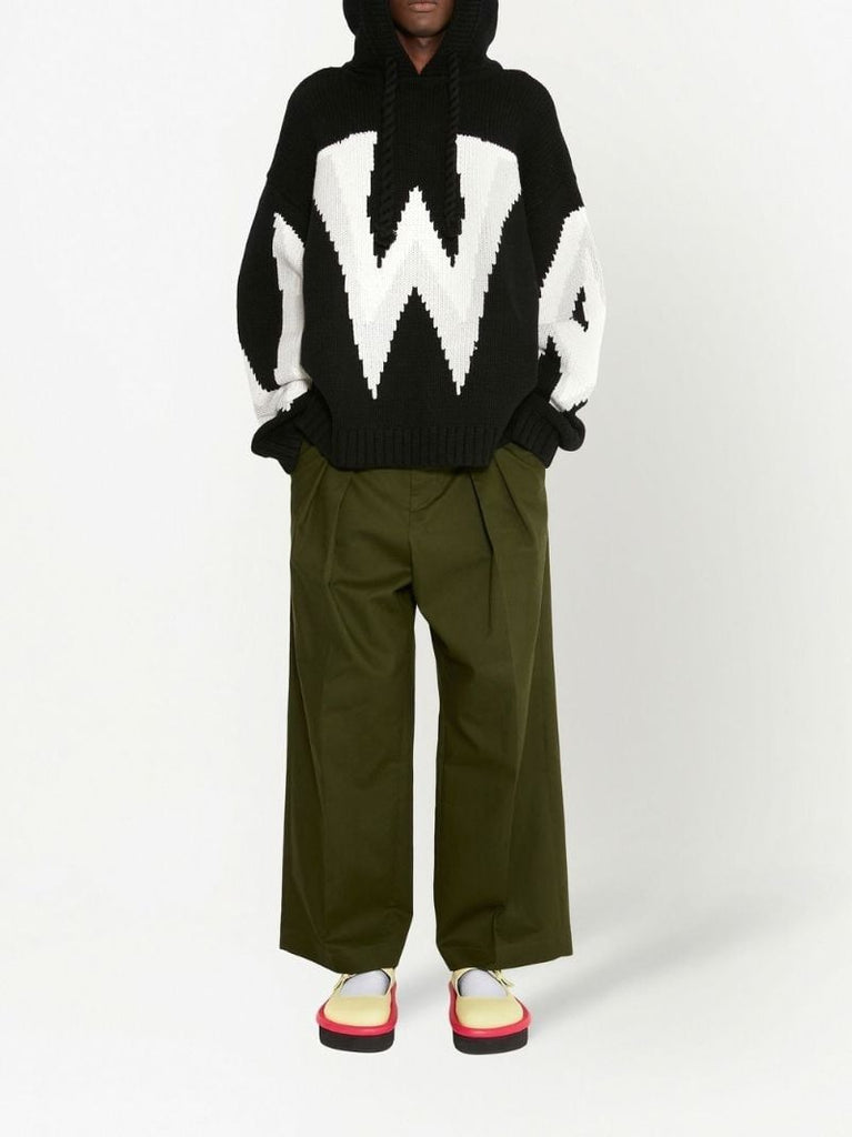 Green Pleated Wide-leg Trousers
