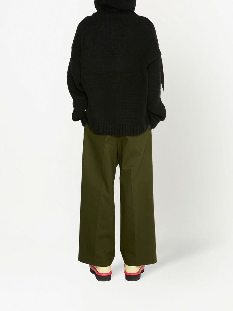 Green Pleated Wide-leg Trousers