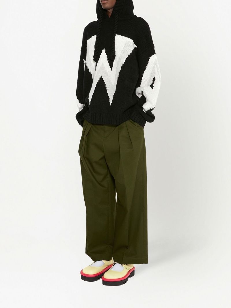 Green Pleated Wide-leg Trousers