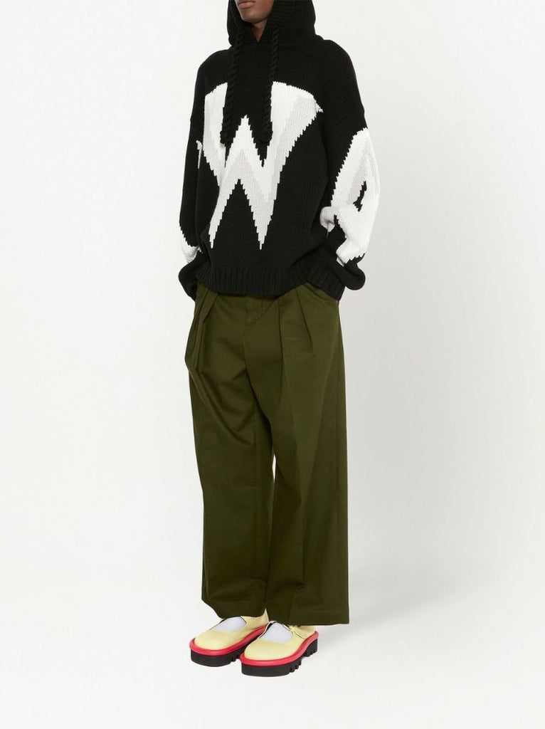 Green Pleated Wide-leg Trousers