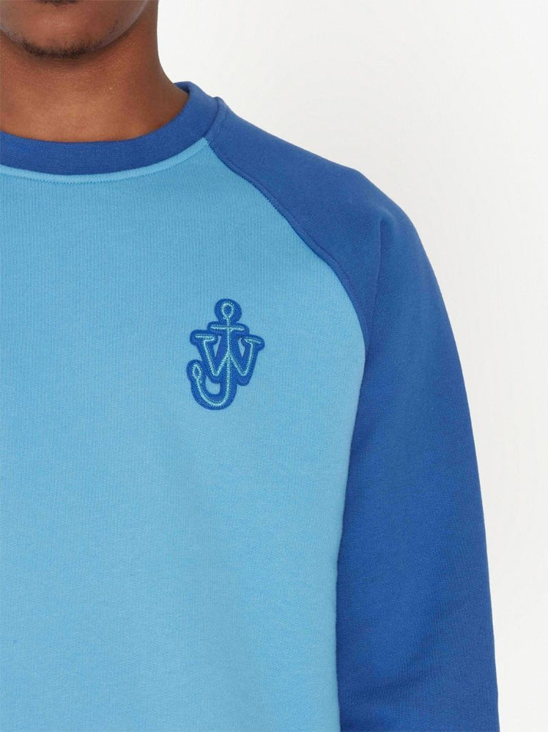 Blue Raglan Colour Block Cotton Sweatshirt