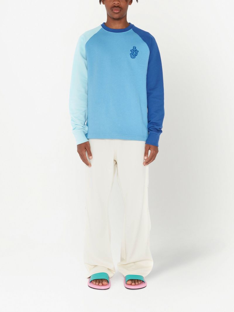 Blue Raglan Colour Block Cotton Sweatshirt