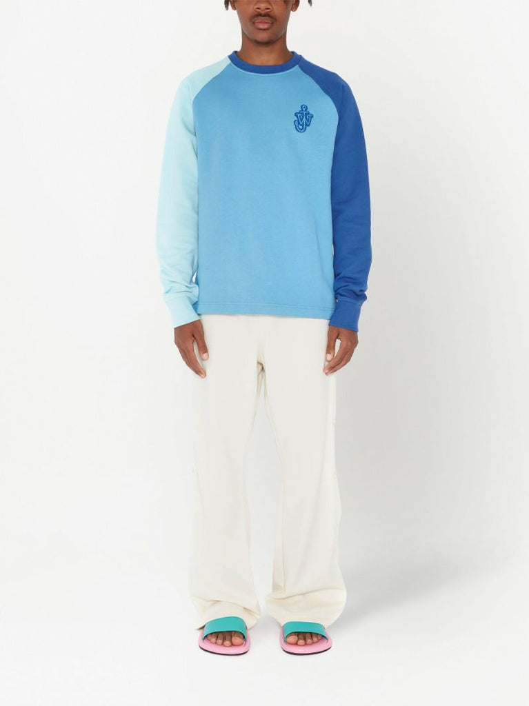 Blue Raglan Colour Block Cotton Sweatshirt