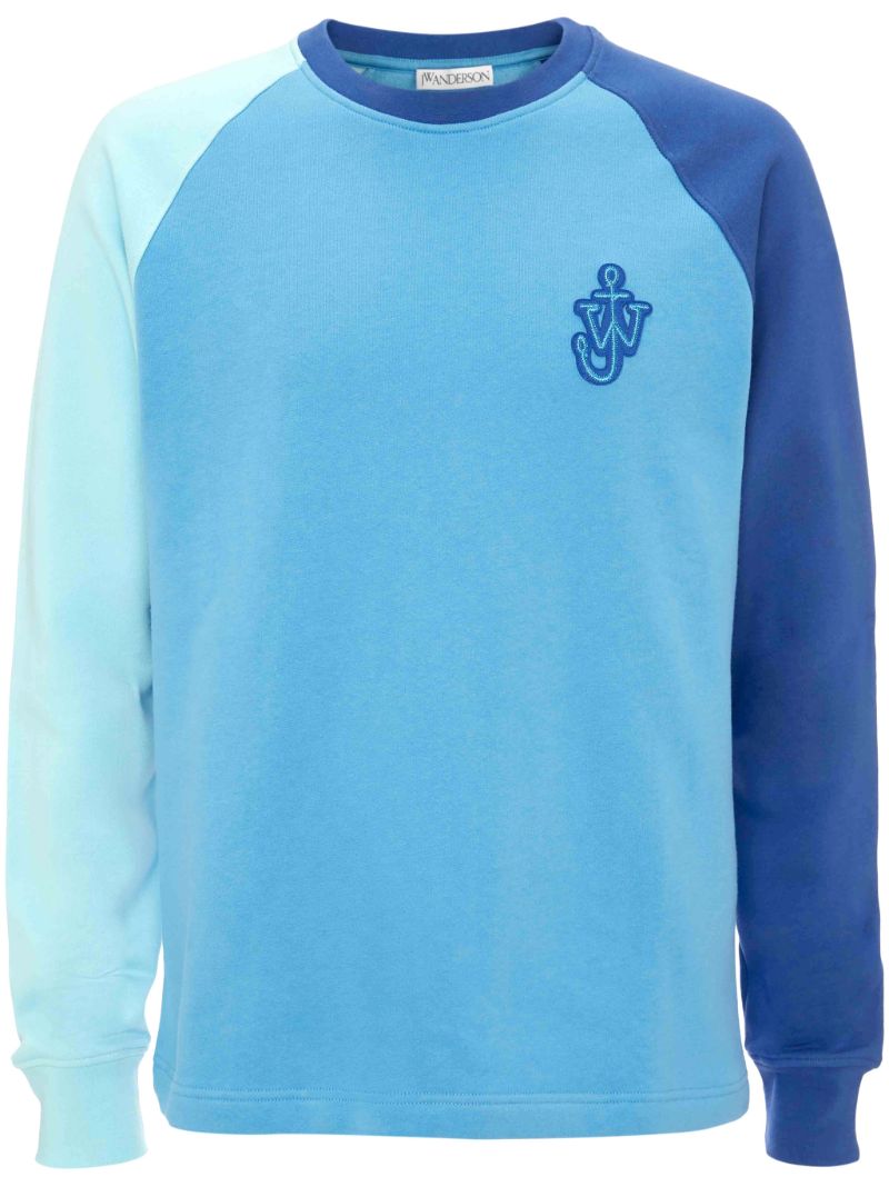 Blue Raglan Colour Block Cotton Sweatshirt