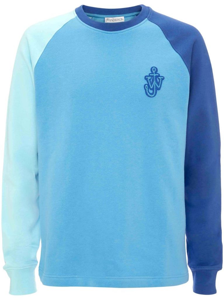 Blue Raglan Colour Block Cotton Sweatshirt