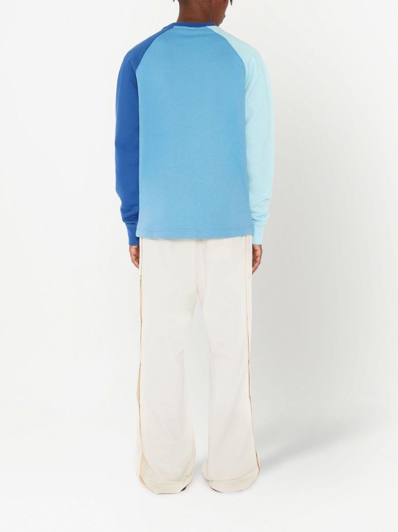 Blue Raglan Colour Block Cotton Sweatshirt