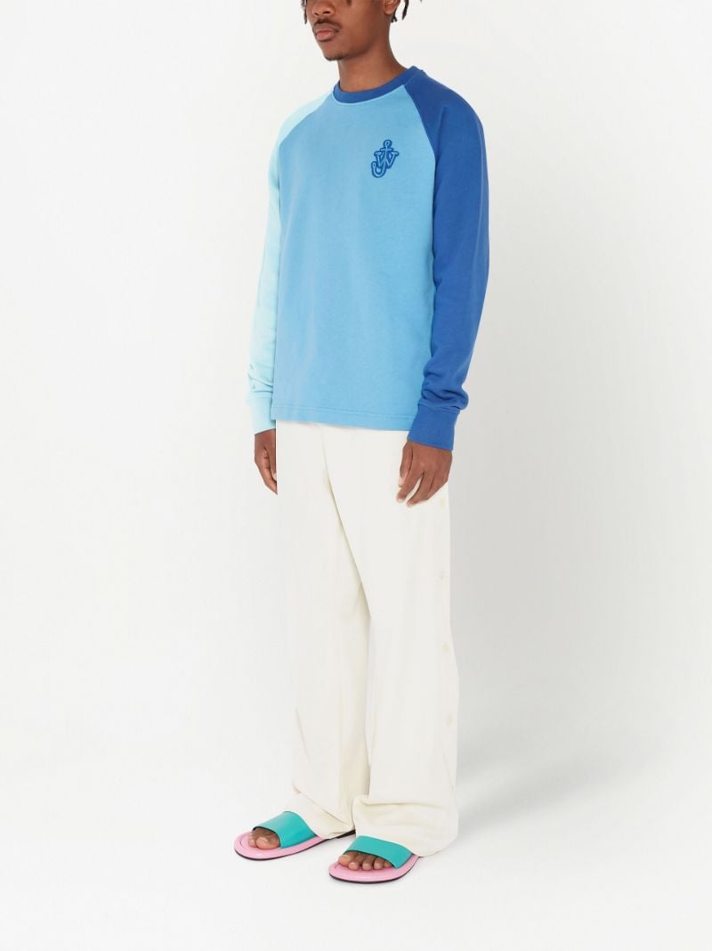 Blue Raglan Colour Block Cotton Sweatshirt