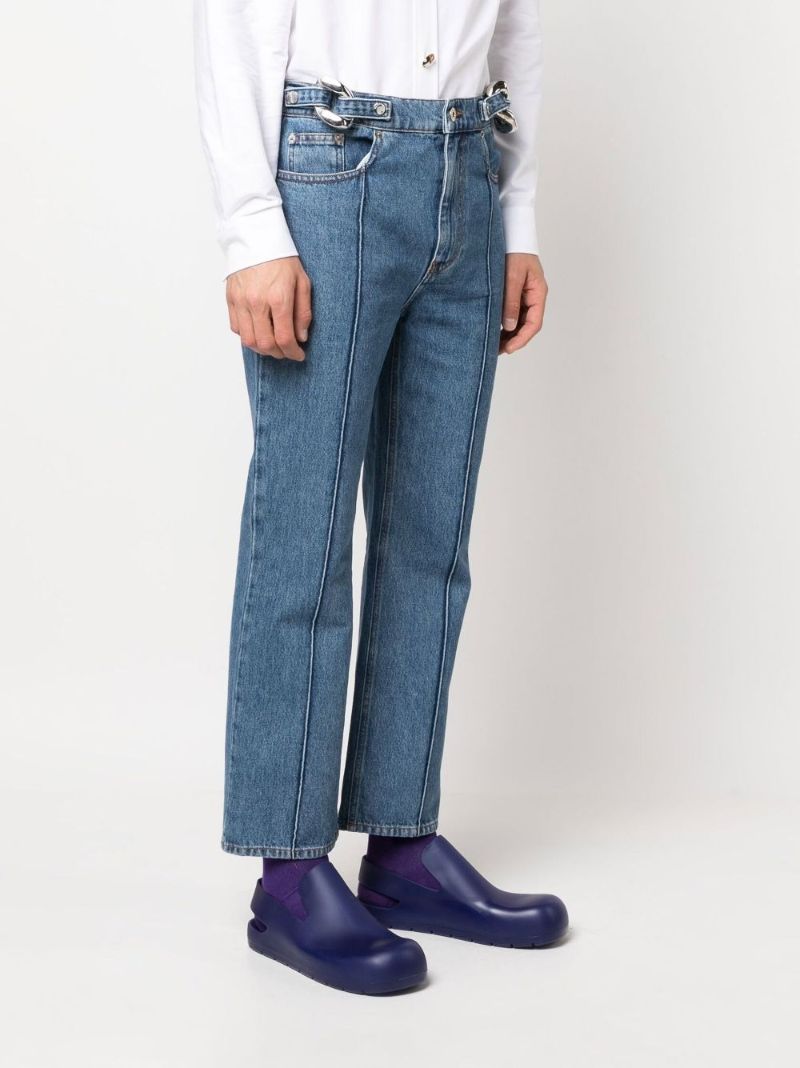 Blue Chain Link Straight-leg Jeans