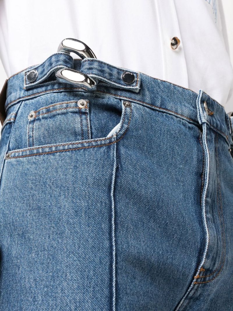 Blue Chain Link Straight-leg Jeans