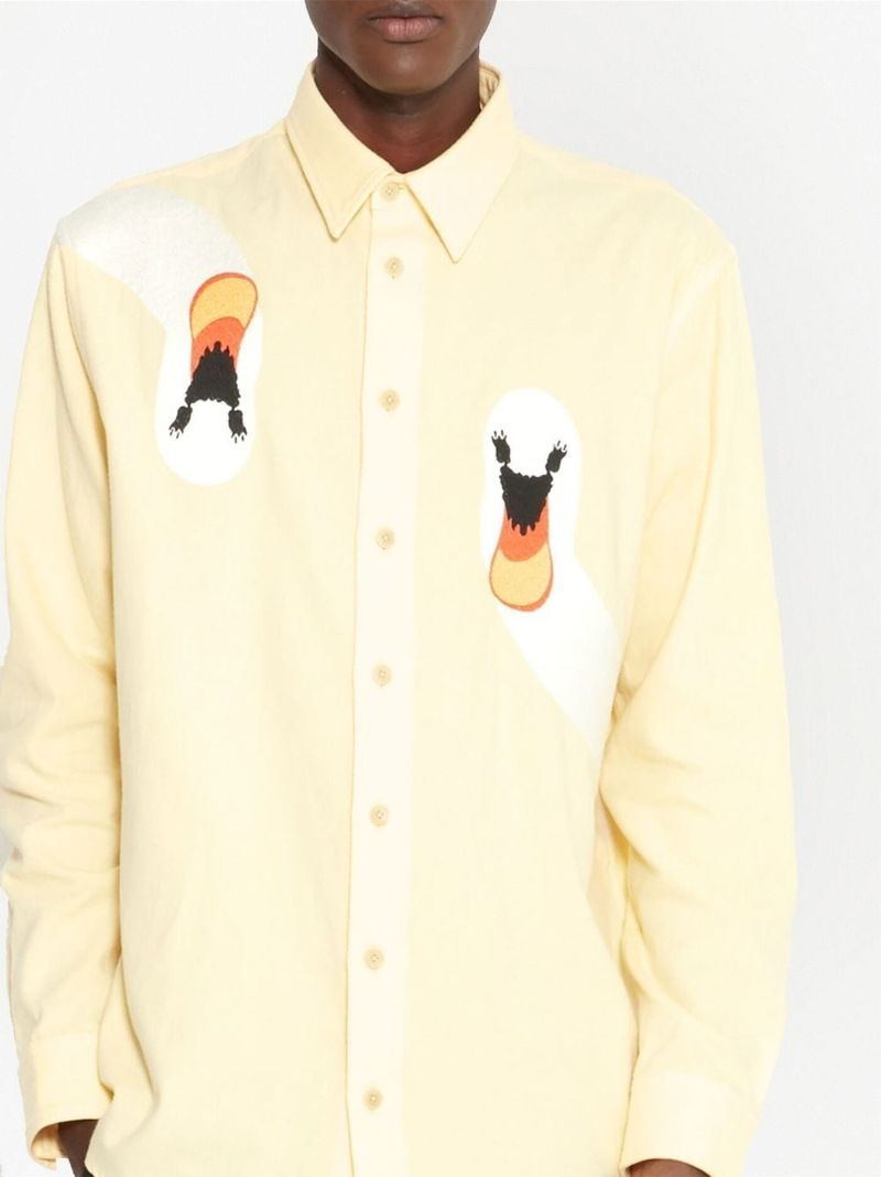Yellow Swan-embroidered Shirt