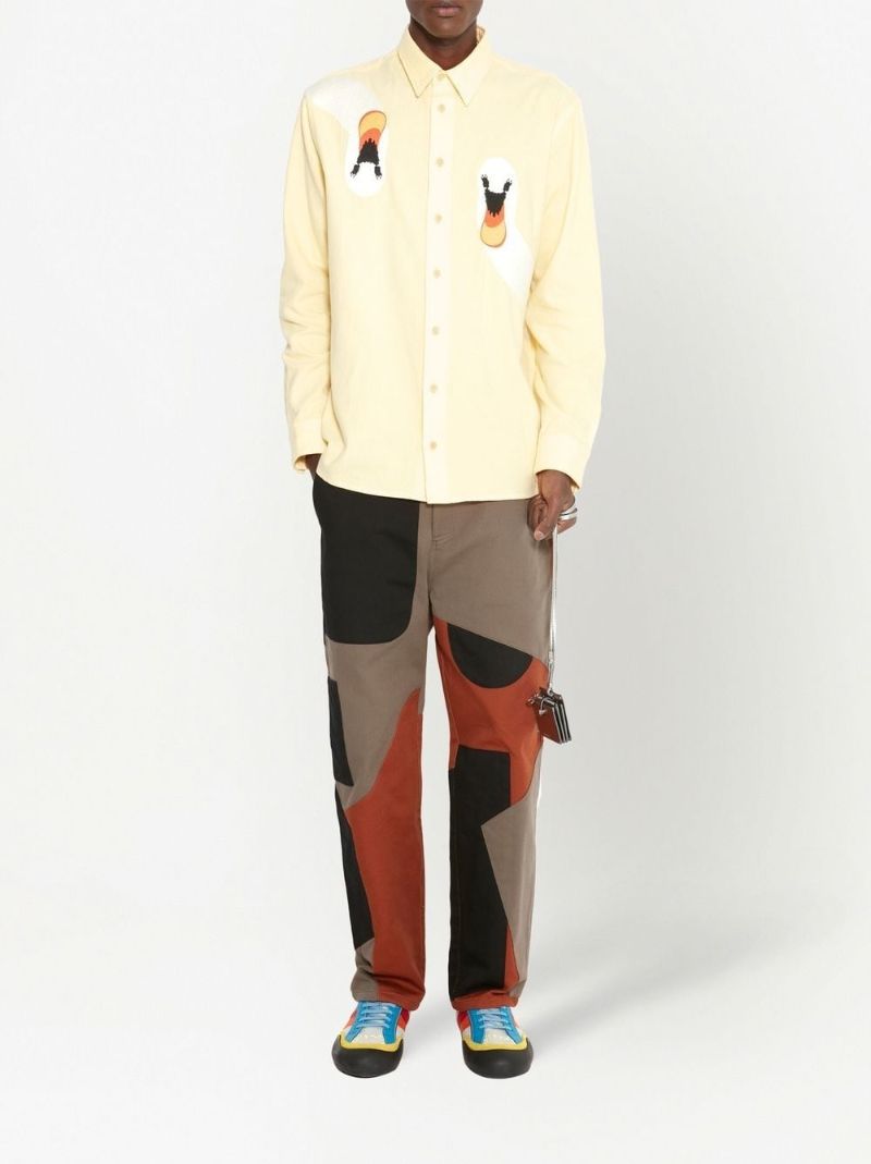 Yellow Swan-embroidered Shirt