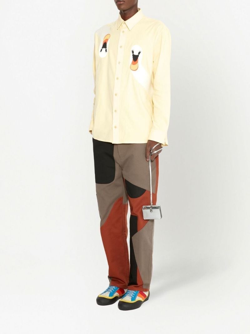 Yellow Swan-embroidered Shirt