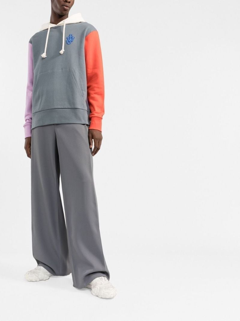 Grey Colourblock Cotton Hoodie