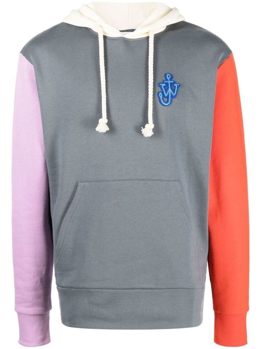 Grey Colourblock Cotton Hoodie